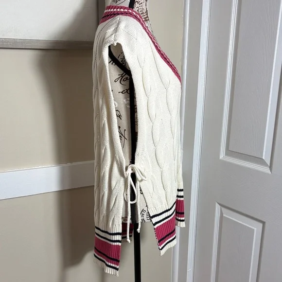 Free People Preppy Cableknit Vest Academia Cotton - Picture 3 of 6